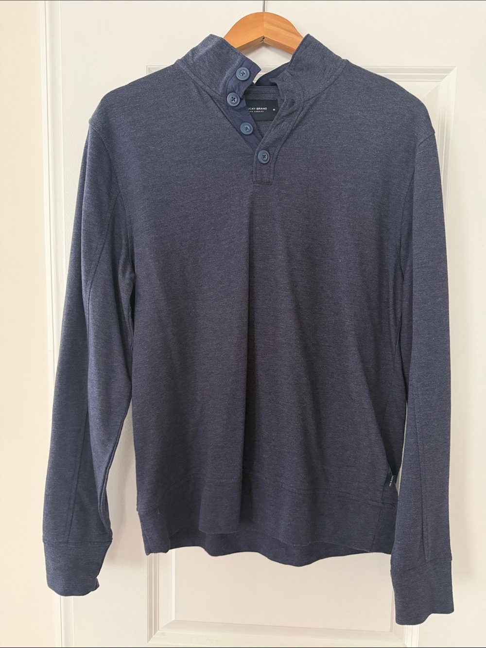 Lucky Brand Men's Slate Blue Henley Pullover Sweatshirt